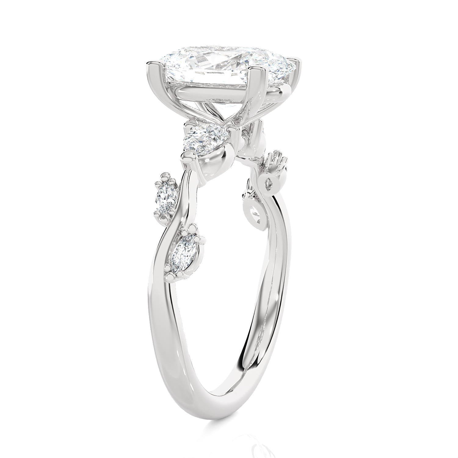 Oval Lab Grown Diamond Side Stone Engagement Ring