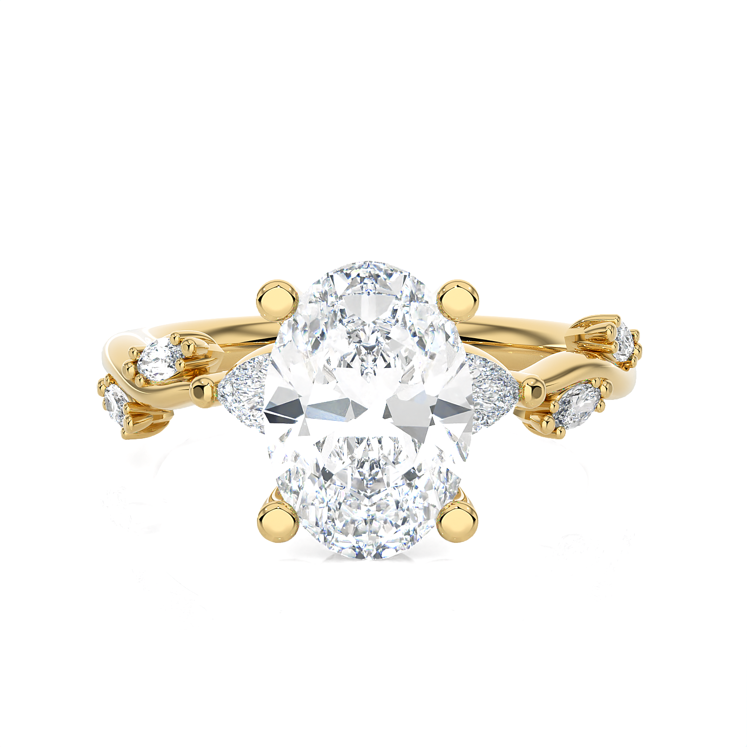 Oval Lab Grown Diamond Side Stone Engagement Ring
