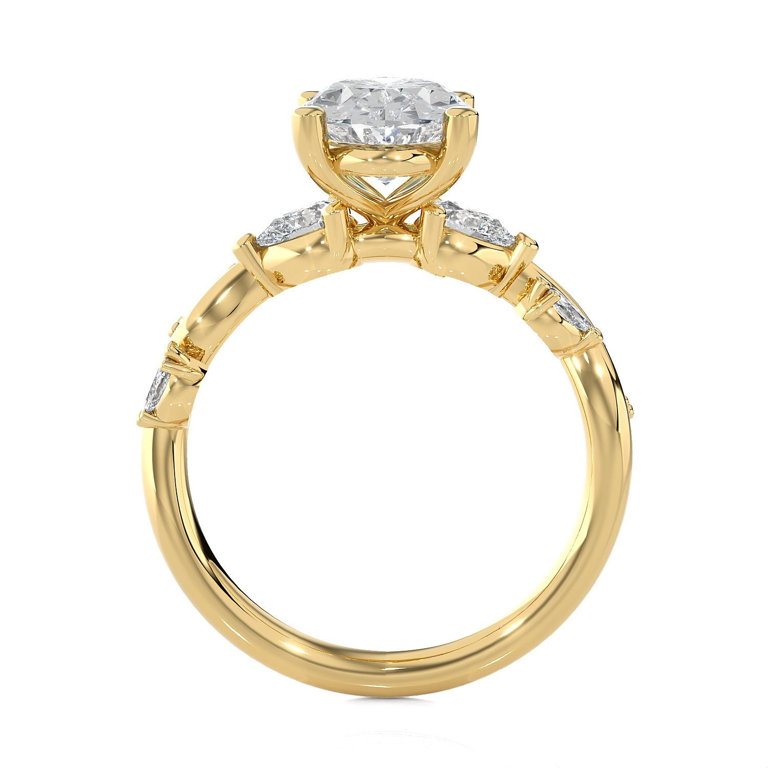 Oval Lab Grown Diamond Side Stone Engagement Ring