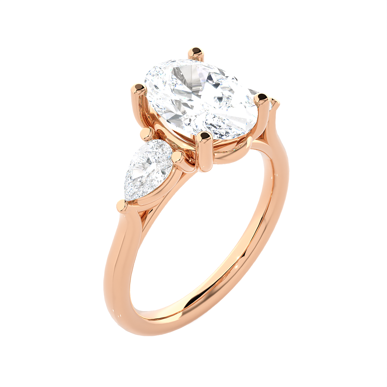Oval with Pear-Shaped Three Stone Lab Grown Diamond Ring