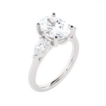 Oval with Pear-Shaped Three Stone Lab Grown Diamond Ring