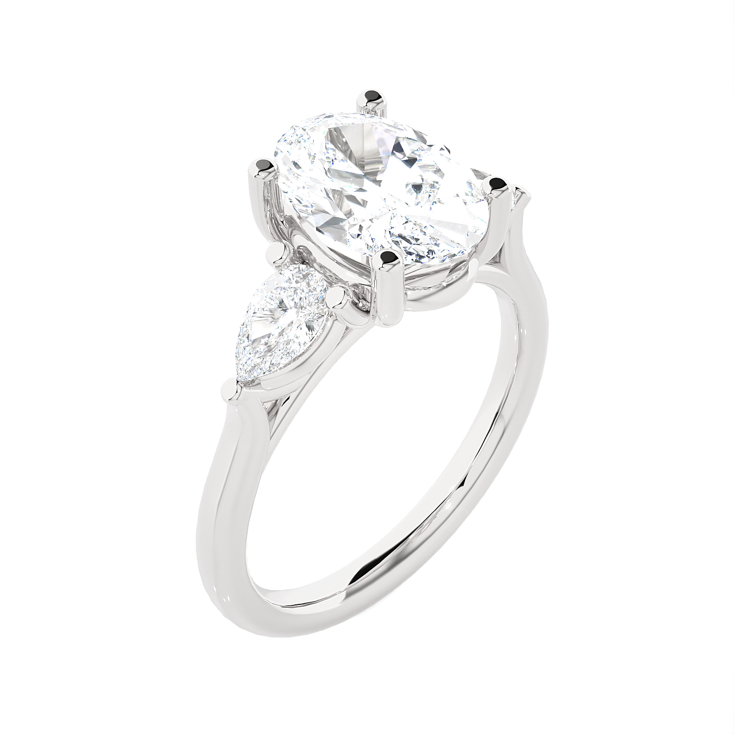 Oval with Pear-Shaped Three Stone Lab Grown Diamond Ring