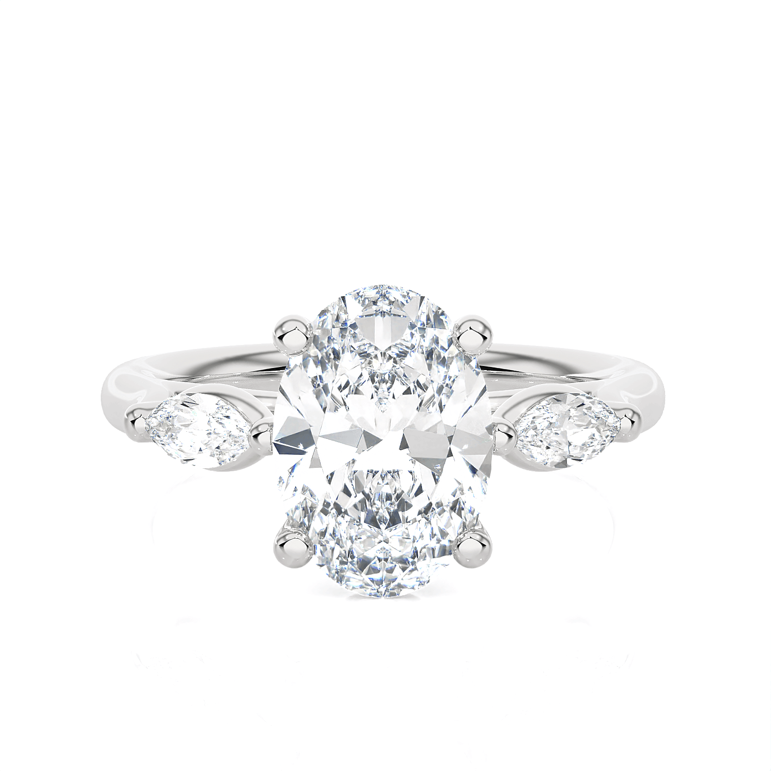 Oval with Marquise Three Stone Lab Grown Diamond Ring