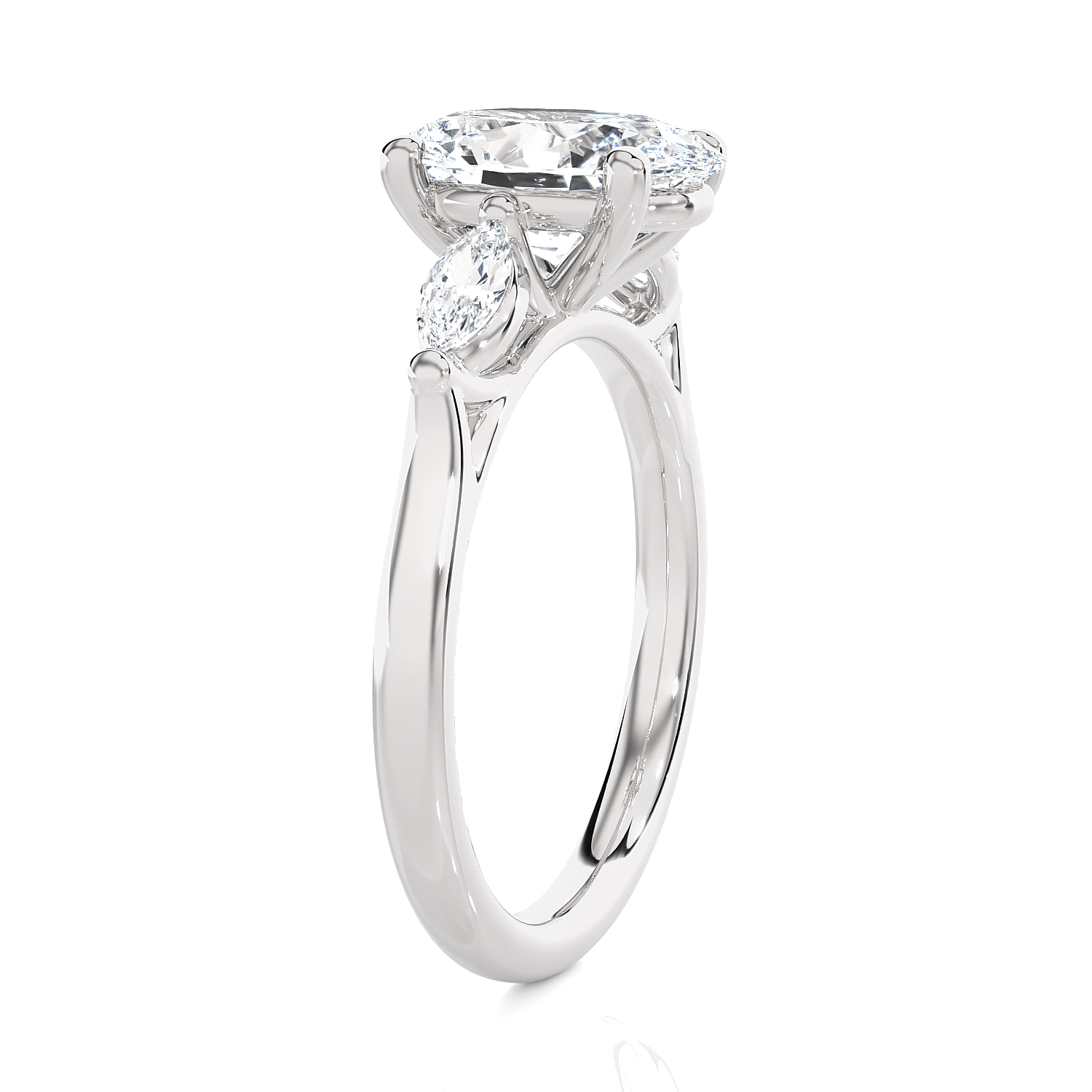 Oval with Marquise Three Stone Lab Grown Diamond Ring