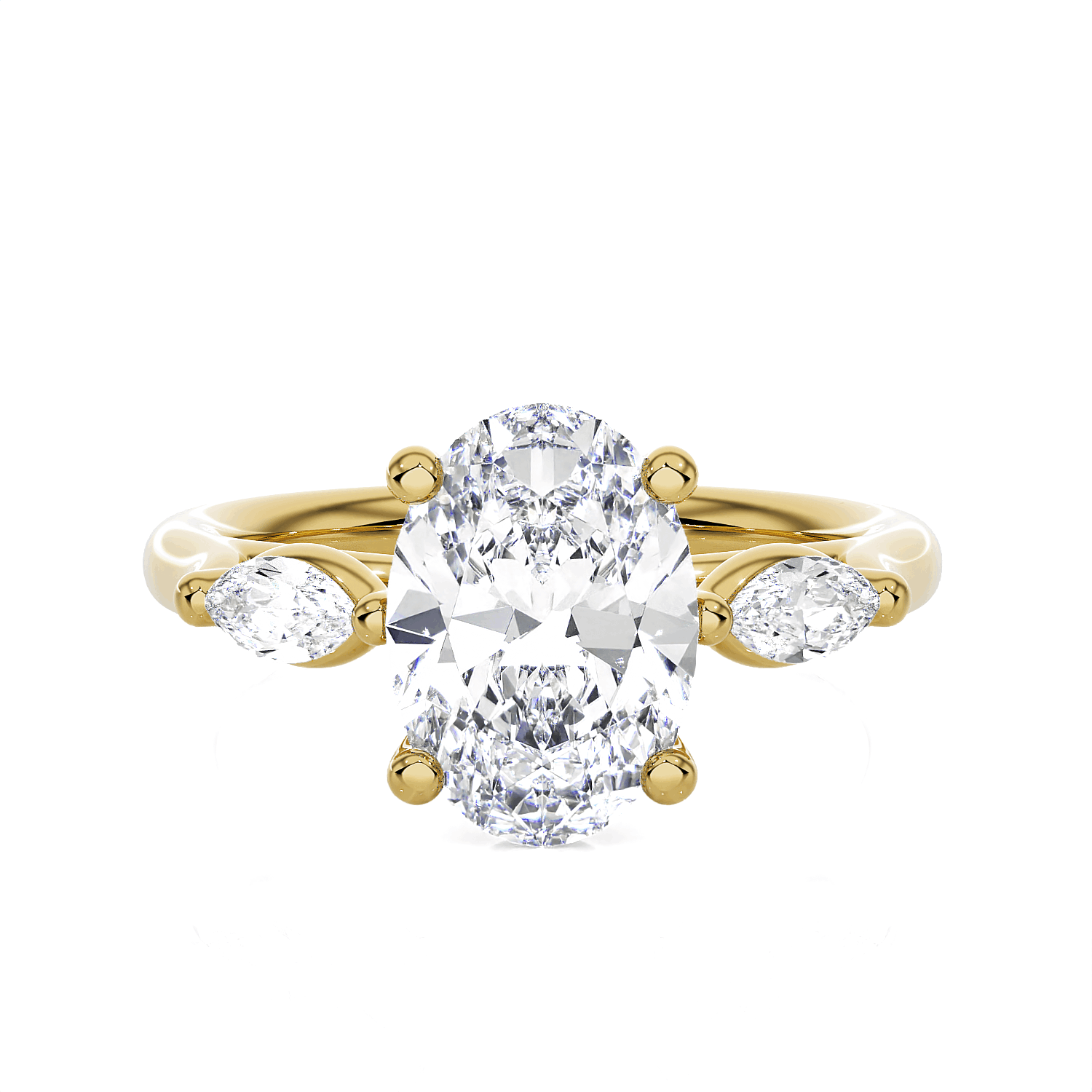 Oval with Marquise Three Stone Lab Grown Diamond Ring