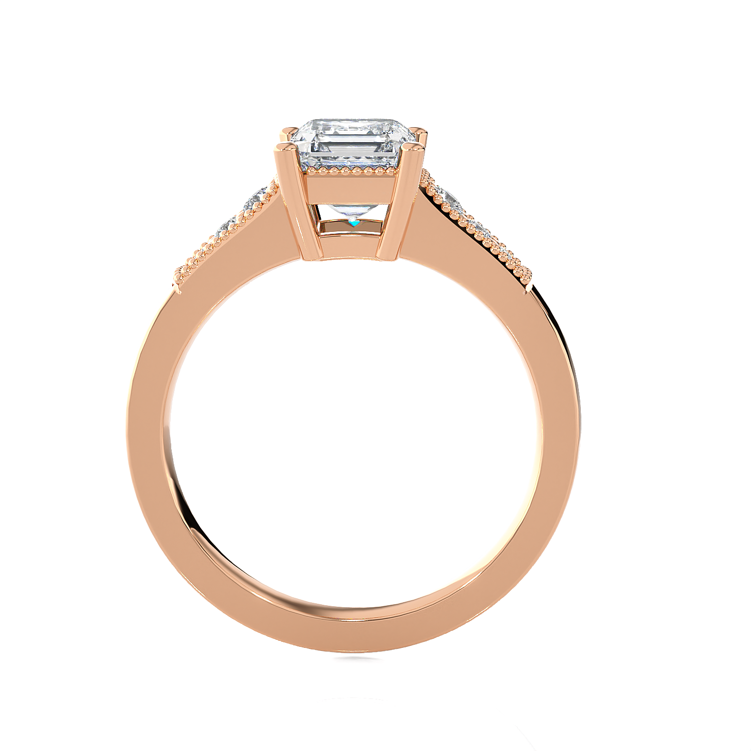 Emerald-Cut Lab Grown Diamond Side Stone Engagement Ring