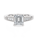 Emerald-Cut Lab Grown Diamond Side Stone Engagement Ring