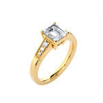 Emerald-Cut Lab Grown Diamond Side Stone Engagement Ring