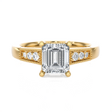 Emerald-Cut Lab Grown Diamond Side Stone Engagement Ring