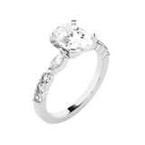 Oval Lab Grown Diamond Side Stone Engagement Ring