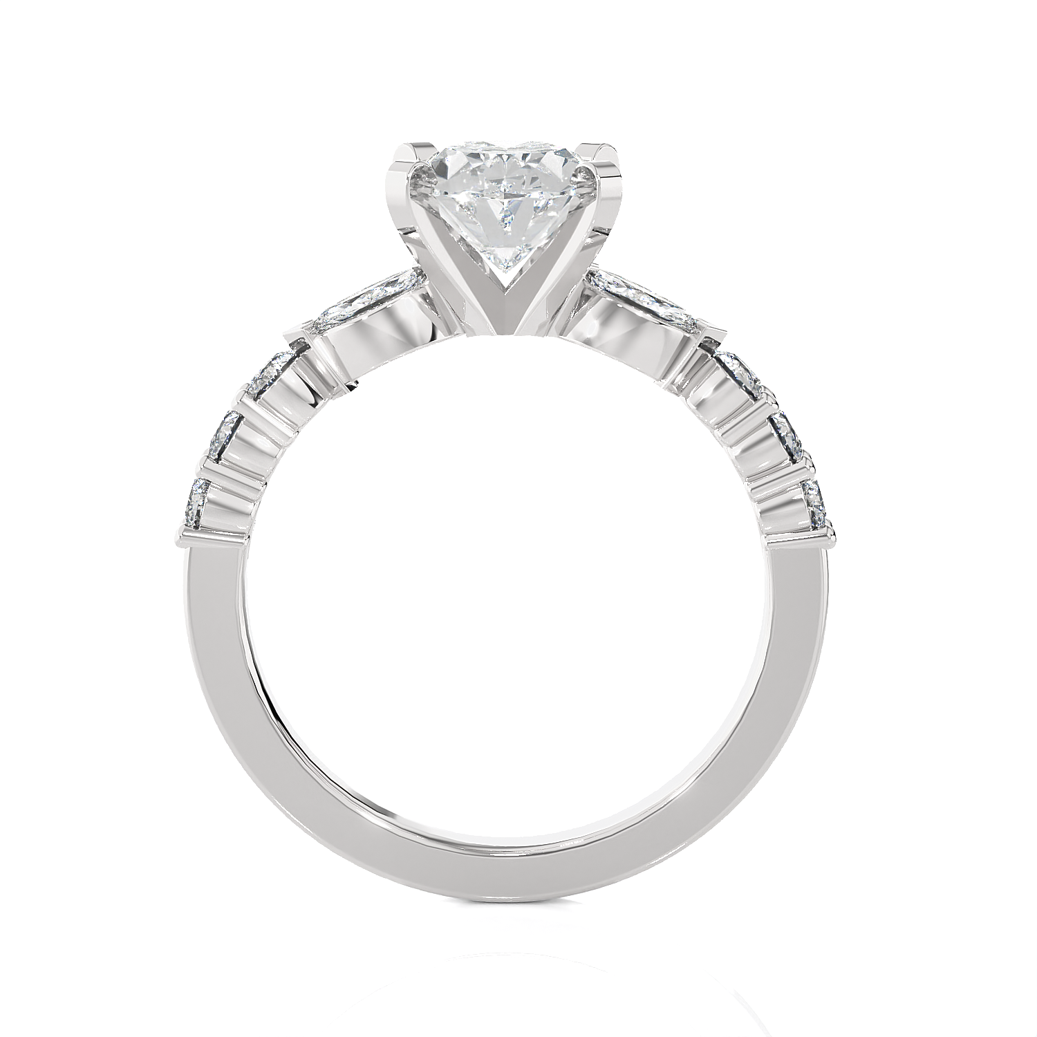 Oval Lab Grown Diamond Side Stone Engagement Ring