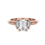 Emerald-Cut With Baguette Three Stone Lab Grown Diamond Ring