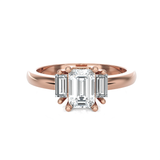 Emerald-Cut With Baguette Three Stone Lab Grown Diamond Ring