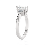 Emerald-Cut With Baguette Three Stone Lab Grown Diamond Ring