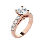 Round Lab Grown Diamond Side Stone Engagement Ring