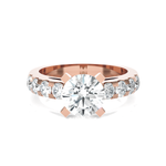 Round Lab Grown Diamond Side Stone Engagement Ring