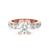 Round Lab Grown Diamond Side Stone Engagement Ring