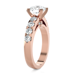 Round Lab Grown Diamond Side Stone Engagement Ring