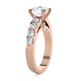 Round Lab Grown Diamond Side Stone Engagement Ring