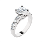 Round Lab Grown Diamond Side Stone Engagement Ring