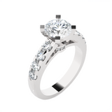 Round Lab Grown Diamond Side Stone Engagement Ring