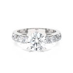 Round Lab Grown Diamond Side Stone Engagement Ring
