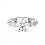 Round Lab Grown Diamond Side Stone Engagement Ring
