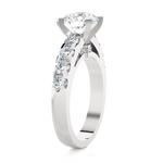 Round Lab Grown Diamond Side Stone Engagement Ring