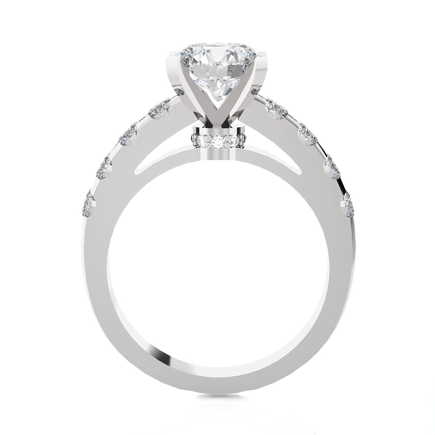 Round Lab Grown Diamond Side Stone Engagement Ring