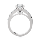 Round Lab Grown Diamond Side Stone Engagement Ring