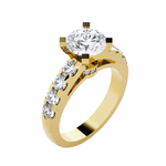 Round Lab Grown Diamond Side Stone Engagement Ring