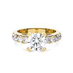 Round Lab Grown Diamond Side Stone Engagement Ring