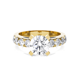 Round Lab Grown Diamond Side Stone Engagement Ring