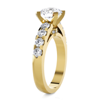 Round Lab Grown Diamond Side Stone Engagement Ring