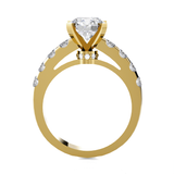 Round Lab Grown Diamond Side Stone Engagement Ring