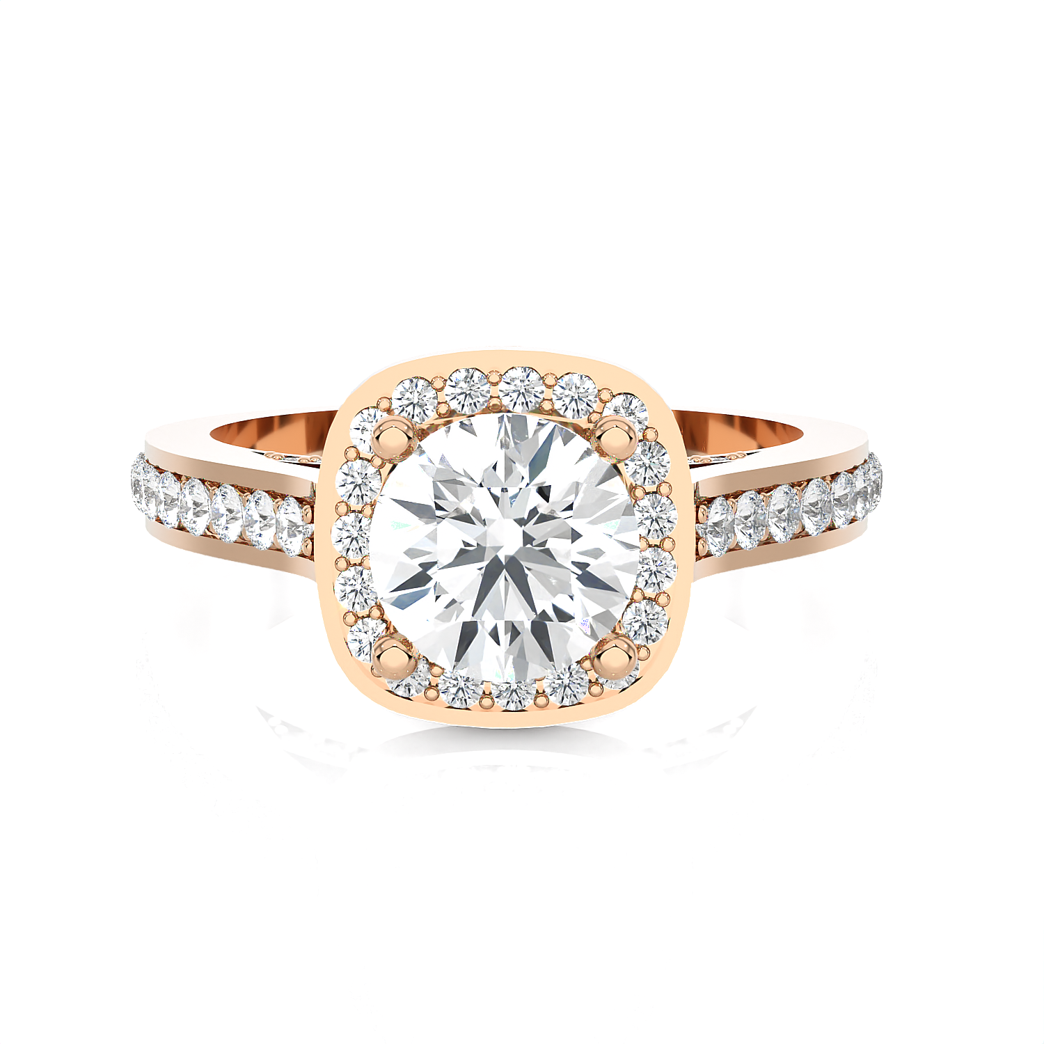 Cushion Cut Lab Grown Diamond Halo Engagement Ring