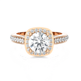 Cushion Cut Lab Grown Diamond Halo Engagement Ring