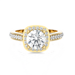 Cushion Cut Lab Grown Diamond Halo Engagement Ring