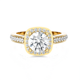 Cushion Cut Lab Grown Diamond Halo Engagement Ring