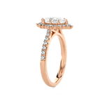 Ornate Oval Lab Grown Diamond Halo Engagement Ring
