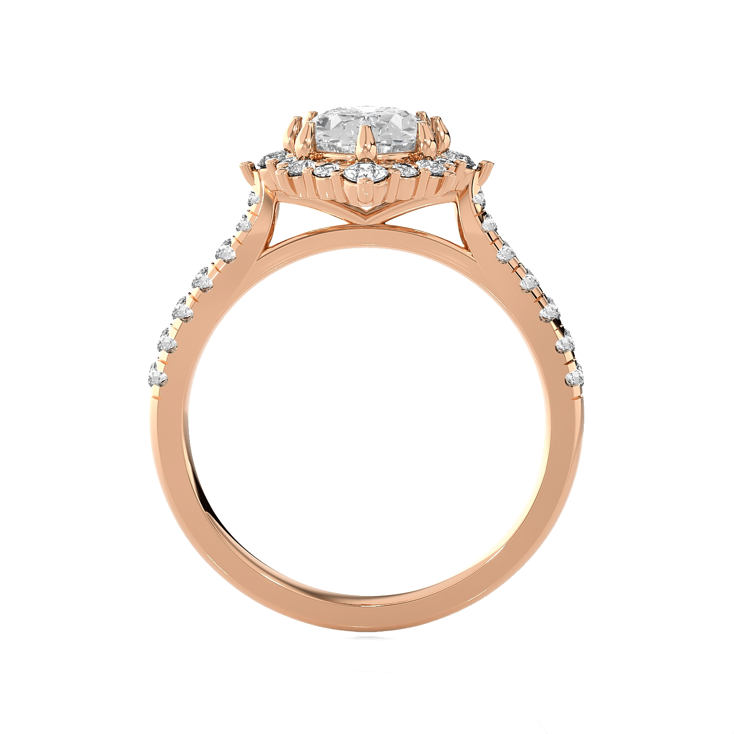 Ornate Oval Lab Grown Diamond Halo Engagement Ring