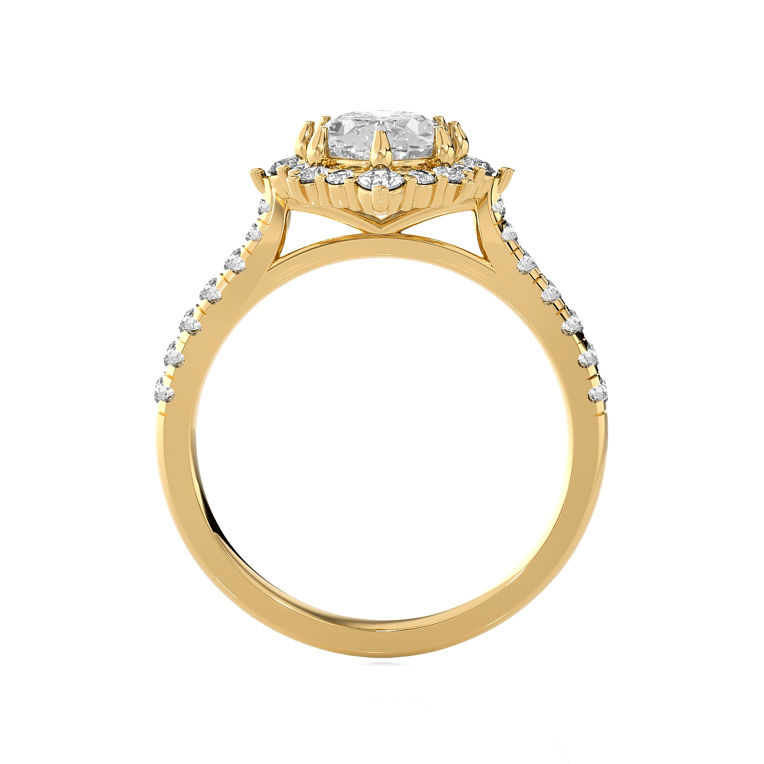Ornate Oval Lab Grown Diamond Halo Engagement Ring