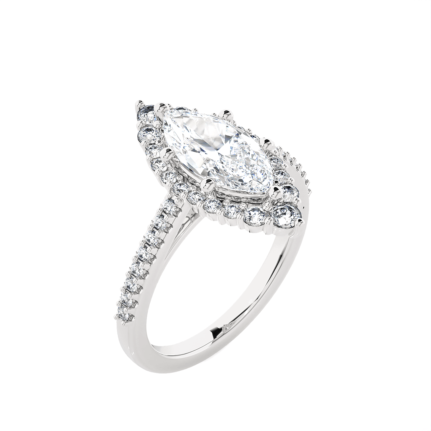 Marquise Lab Grown Diamond Halo Engagement Ring