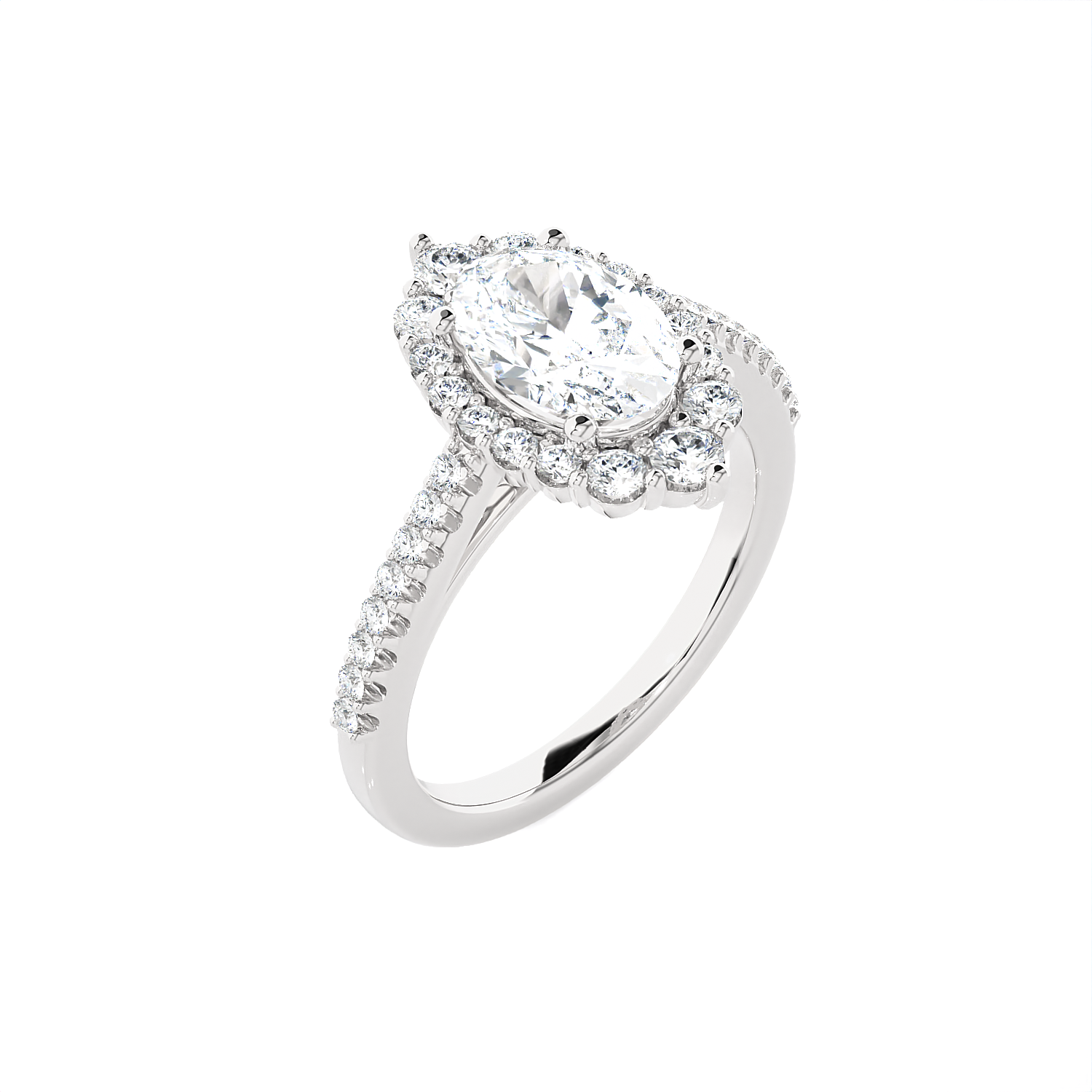 Oval Lab Grown Diamond Halo Engagement Ring