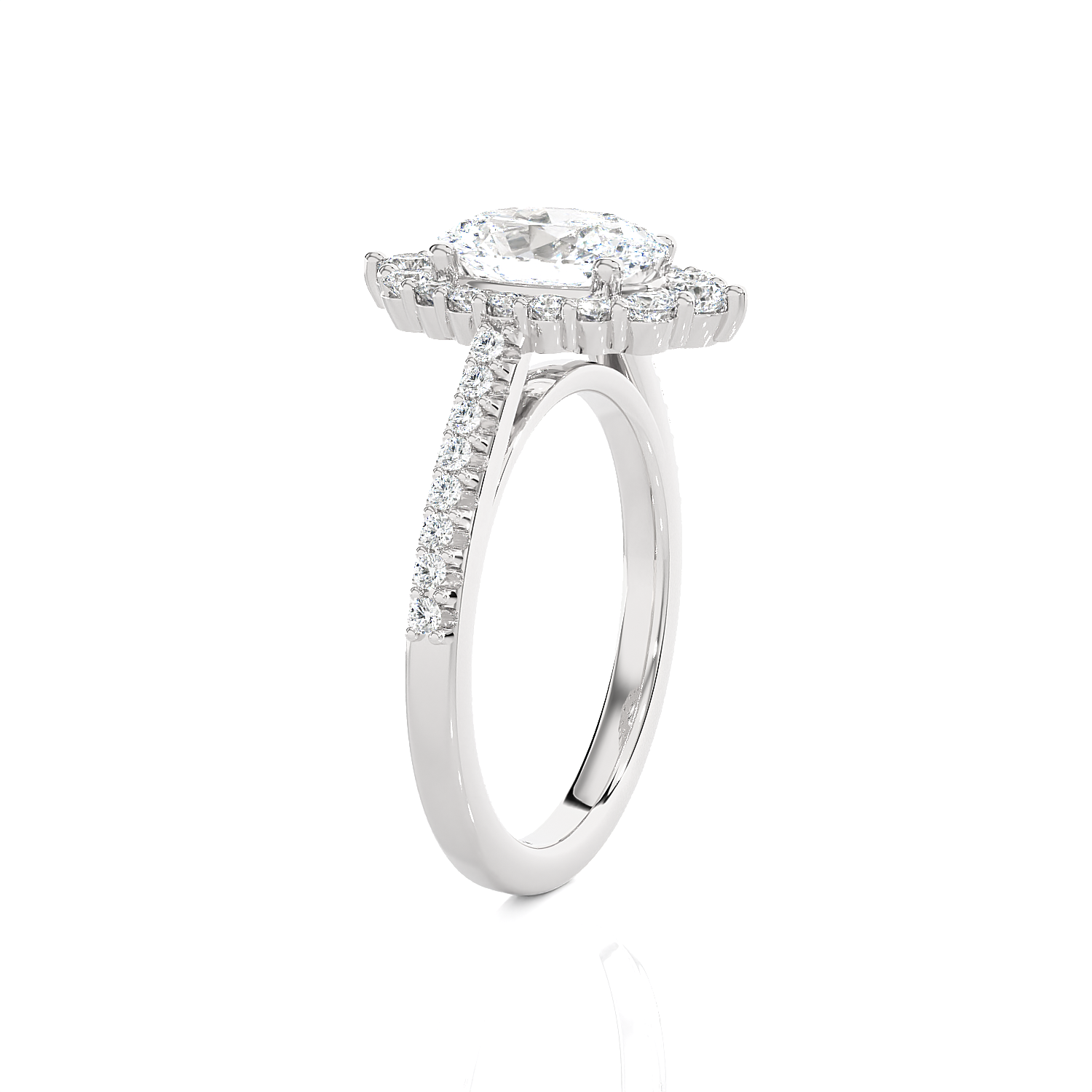 Oval Lab Grown Diamond Halo Engagement Ring