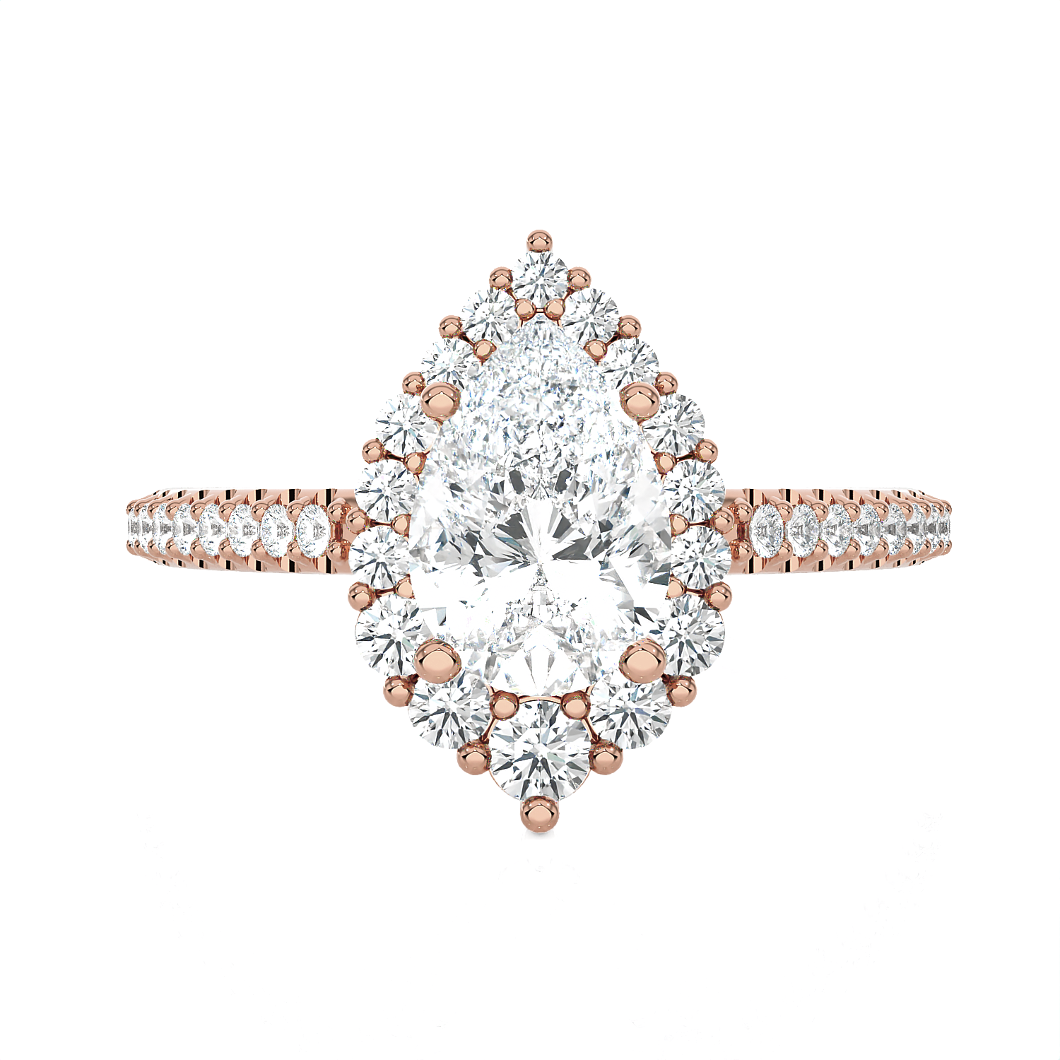 Pear-Shaped Lab Grown Diamond Halo Engagement Ring