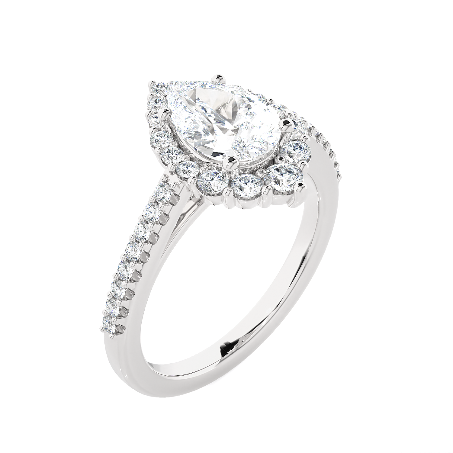 Pear-Shaped Lab Grown Diamond Halo Engagement Ring