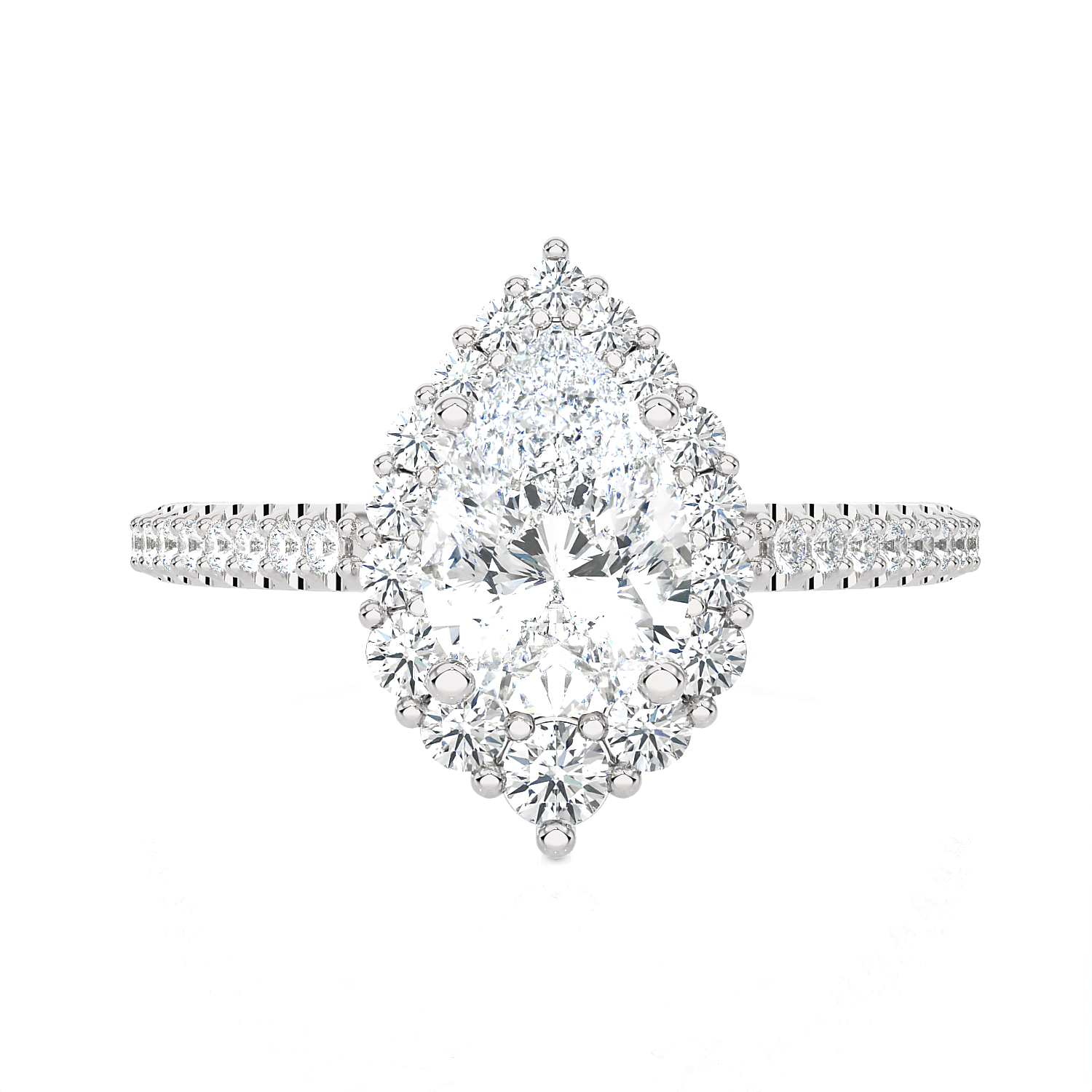 Pear-Shaped Lab Grown Diamond Halo Engagement Ring
