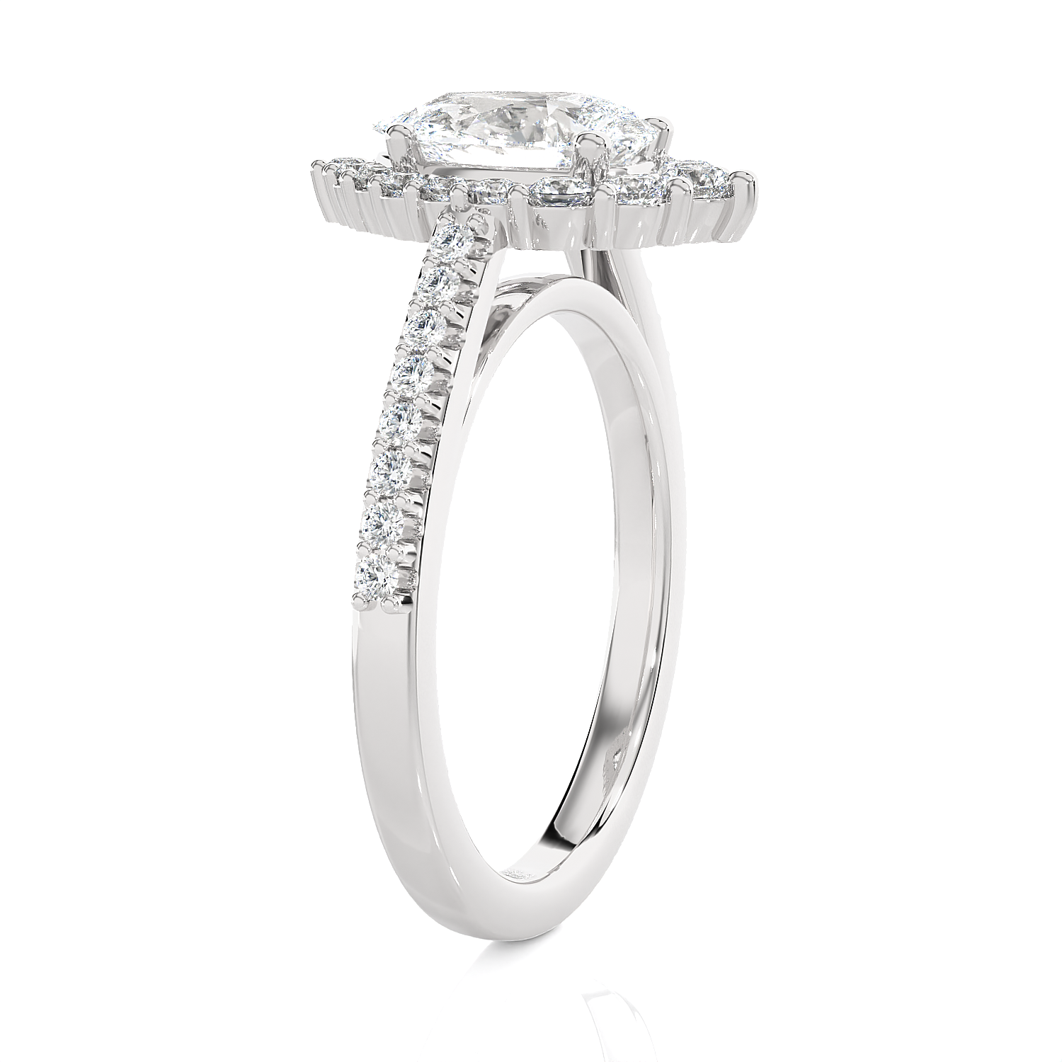 Pear-Shaped Lab Grown Diamond Halo Engagement Ring