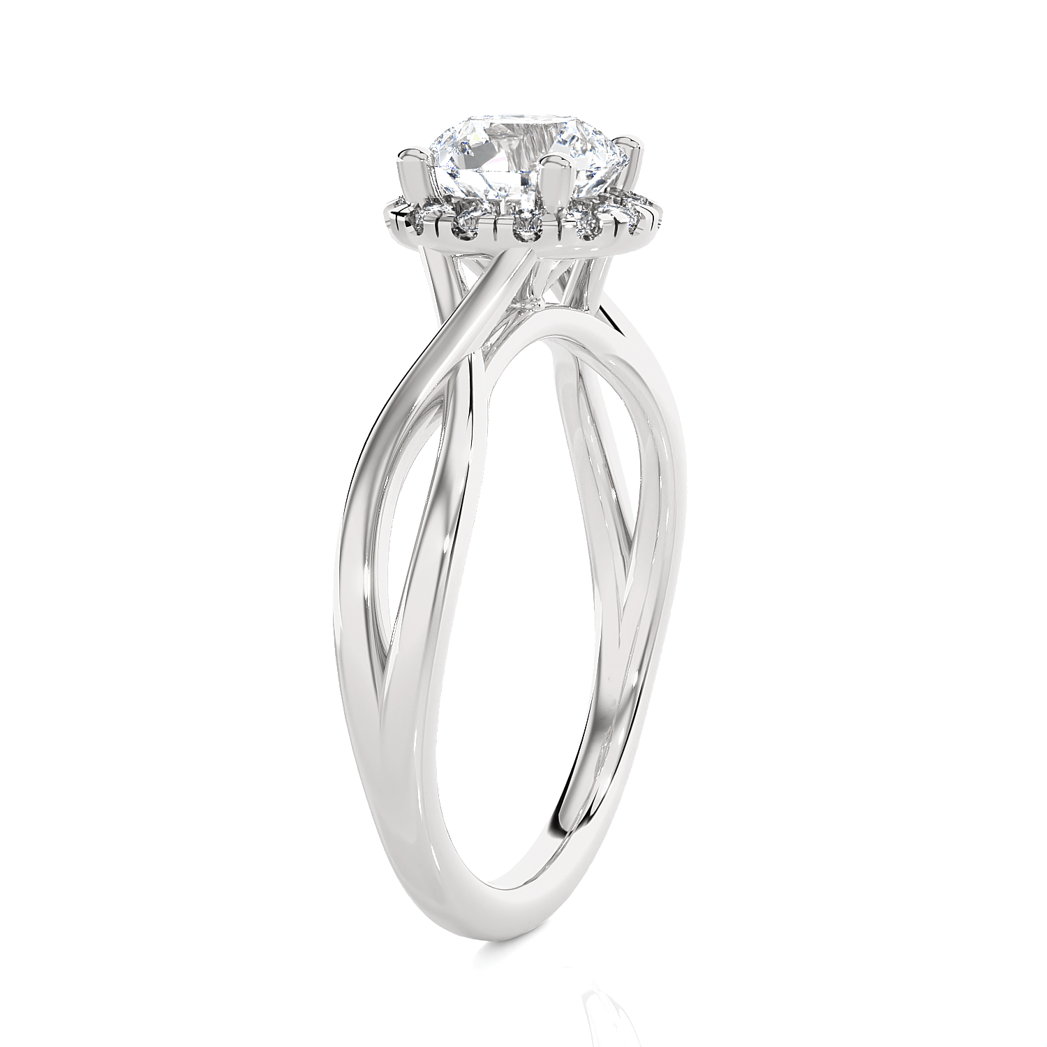 Round Lab Grown Diamond Halo Engagement Ring
